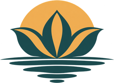 Susan Mackert, LCSW-R logo: a teal lotus in front of a gold setting sun over water